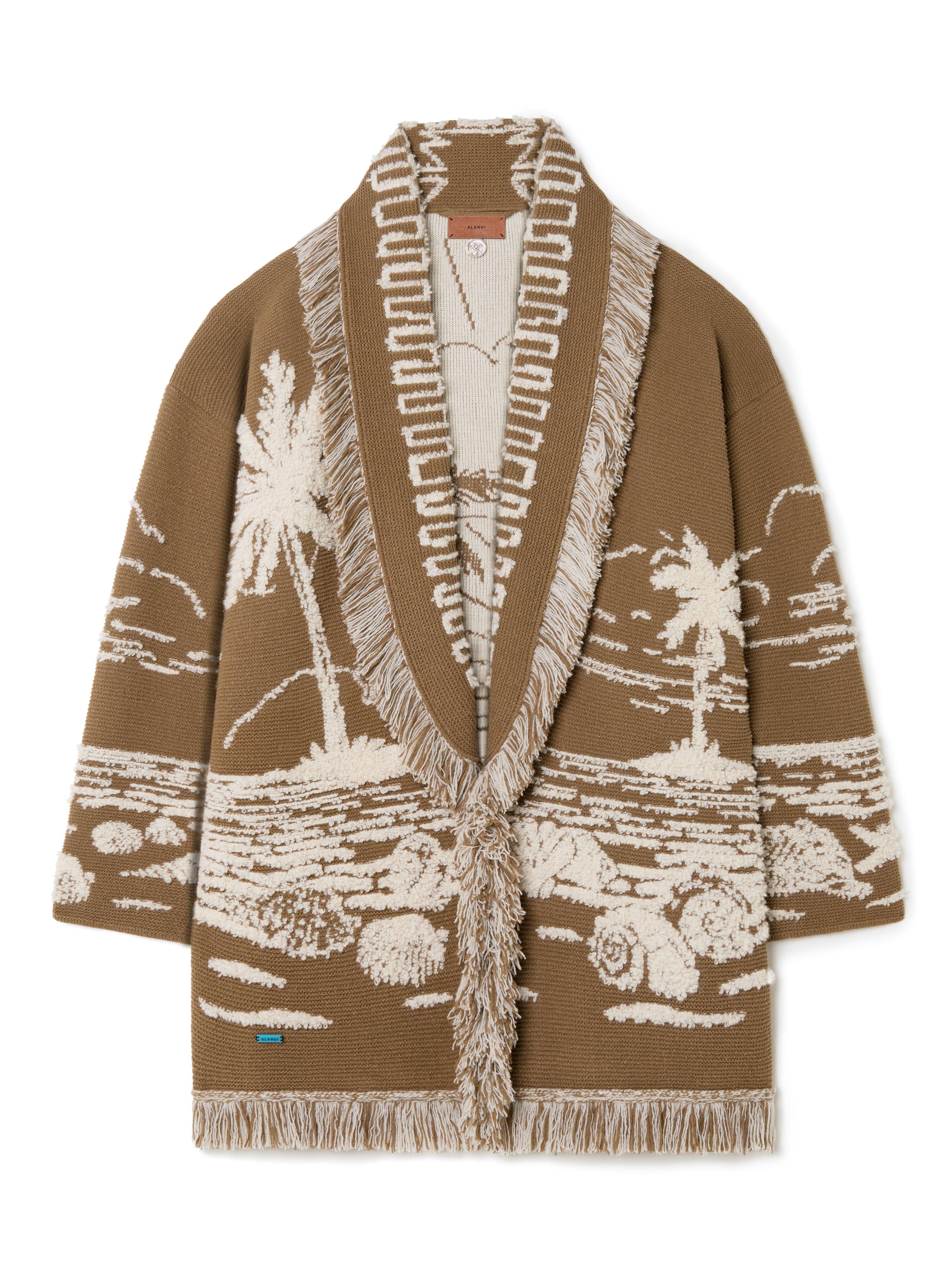 Alanui Beyond The Horizons Cardigan Khaki-White LWHB064R25KNI00I