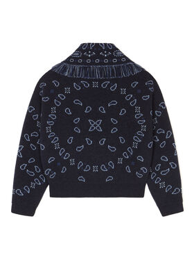 Alanui Bandana Jacquard Cardi-Bomber Midnight Blue-Multicolor