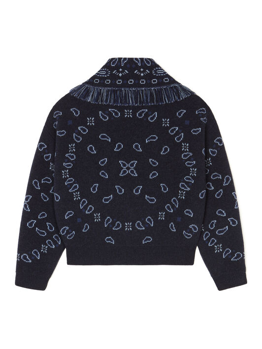 Alanui Bandana Jacquard Cardi-Bomber Midnight Blue-Multicolor LWHB026E25KNI001