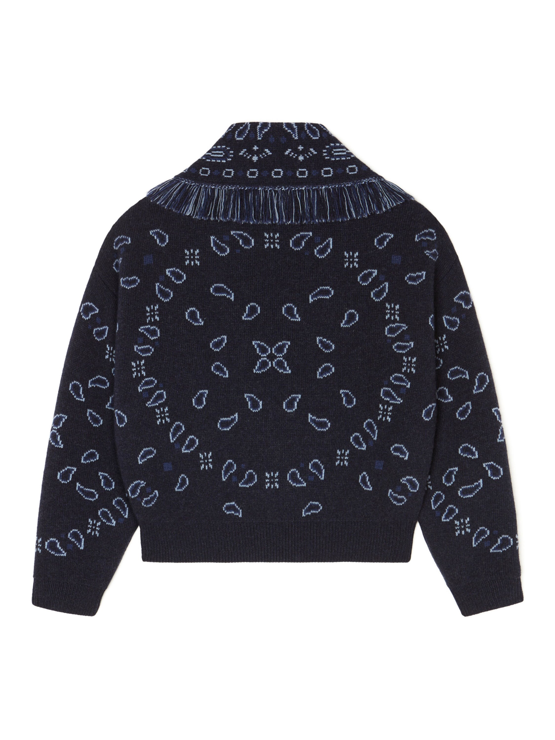 Alanui Bandana Jacquard Cardi-Bomber Midnight Blue-Multicolor LWHB026E25KNI001