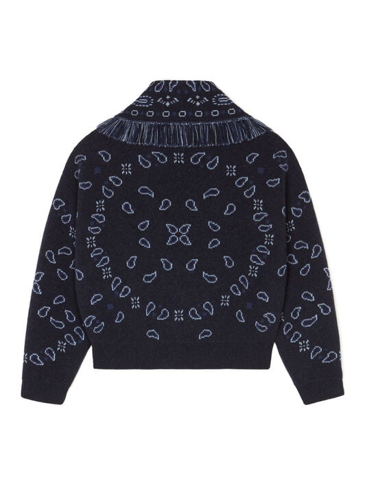 Alanui Bandana Jacquard Cardi-Bomber Midnight Blue-Multicolor LWHB026E25KNI001 Alanui Bandana Jacquard Cardi-Bomber Midnight Blue-Multicolor LWHB026E25KNI001