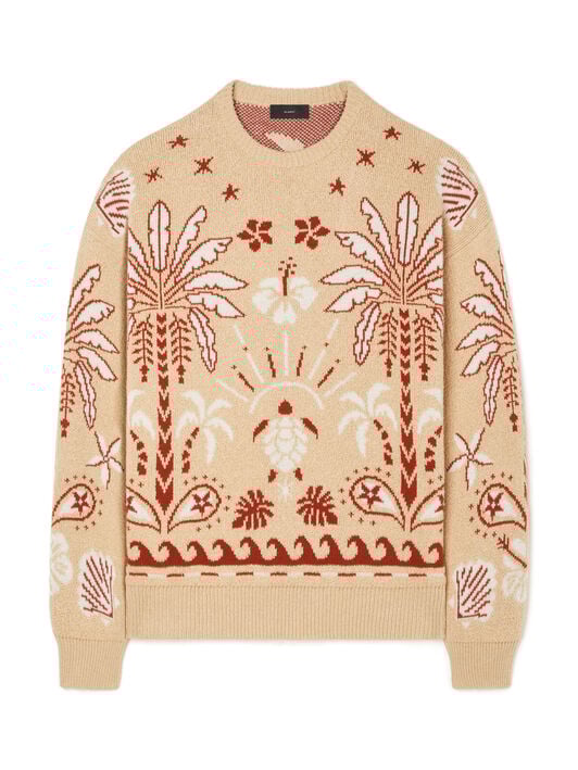 Alanui Echoes Of The Island Sweater Pink Sand-Chalk LWHE068R26KNI001