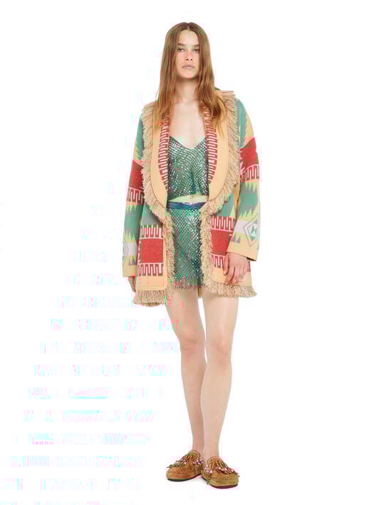 Alanui Icon Jacquard Cardigan Parrot-Peach LWHB064R26KNI028