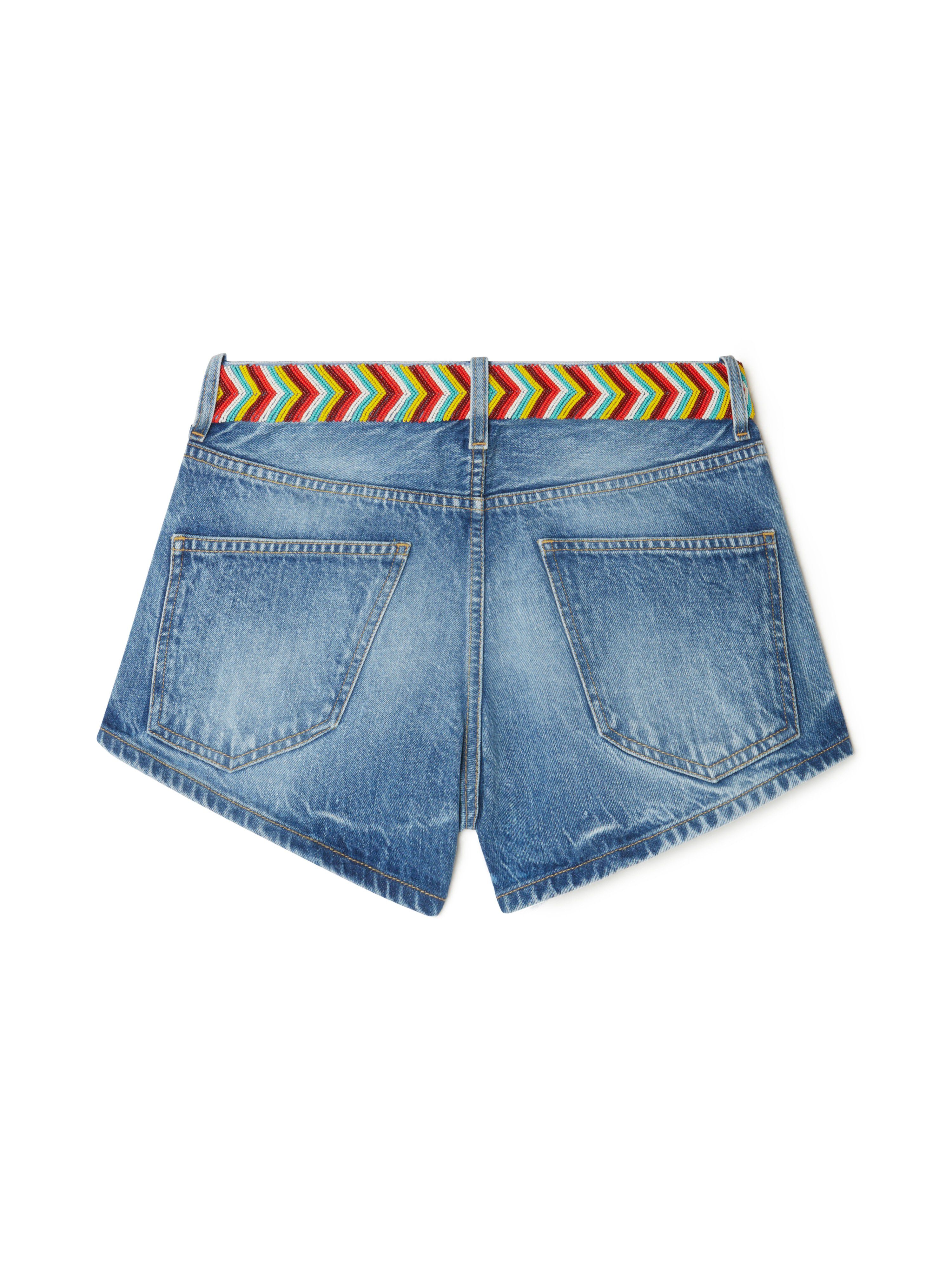 Alanui Memories Of The Savannah Denim Shorts Medium Wash Blue Denim LWYC009R25DEN001