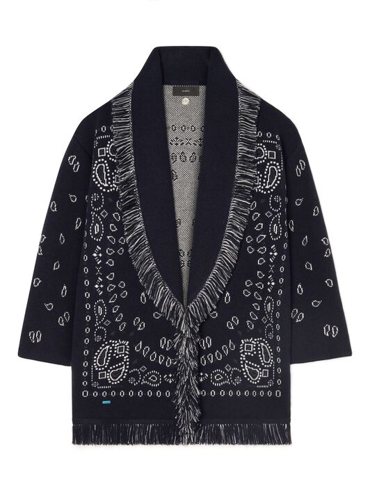 Alanui Bandana Jacquard Cardigan Midnight Blu LWHB064F23KNI002