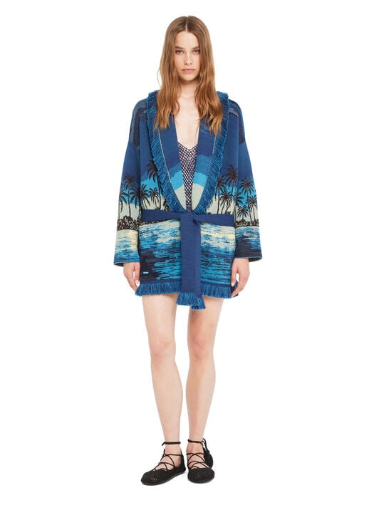 Alanui Lost In The Blue Cardigan Deep Blue-Multicolor LWHB064R26KNI020