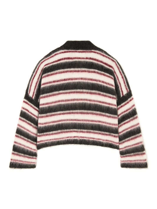 Alanui Grunge Stripes Polo Charcoal-Ruby LWHV007E25KNI001