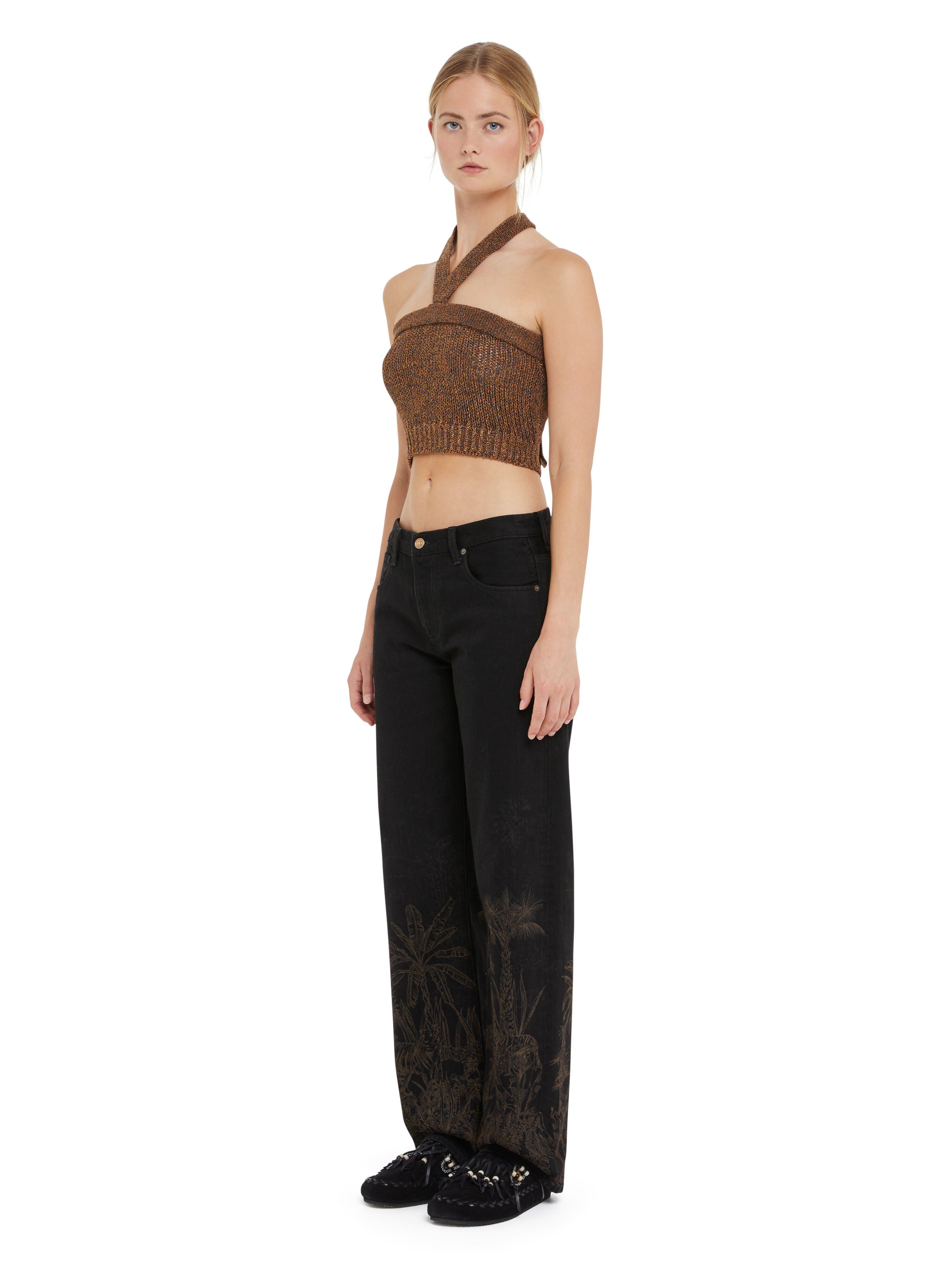 Alanui Jungle Toile De Jouy Denim Pants Black-Almond LWYA019R25DEN002