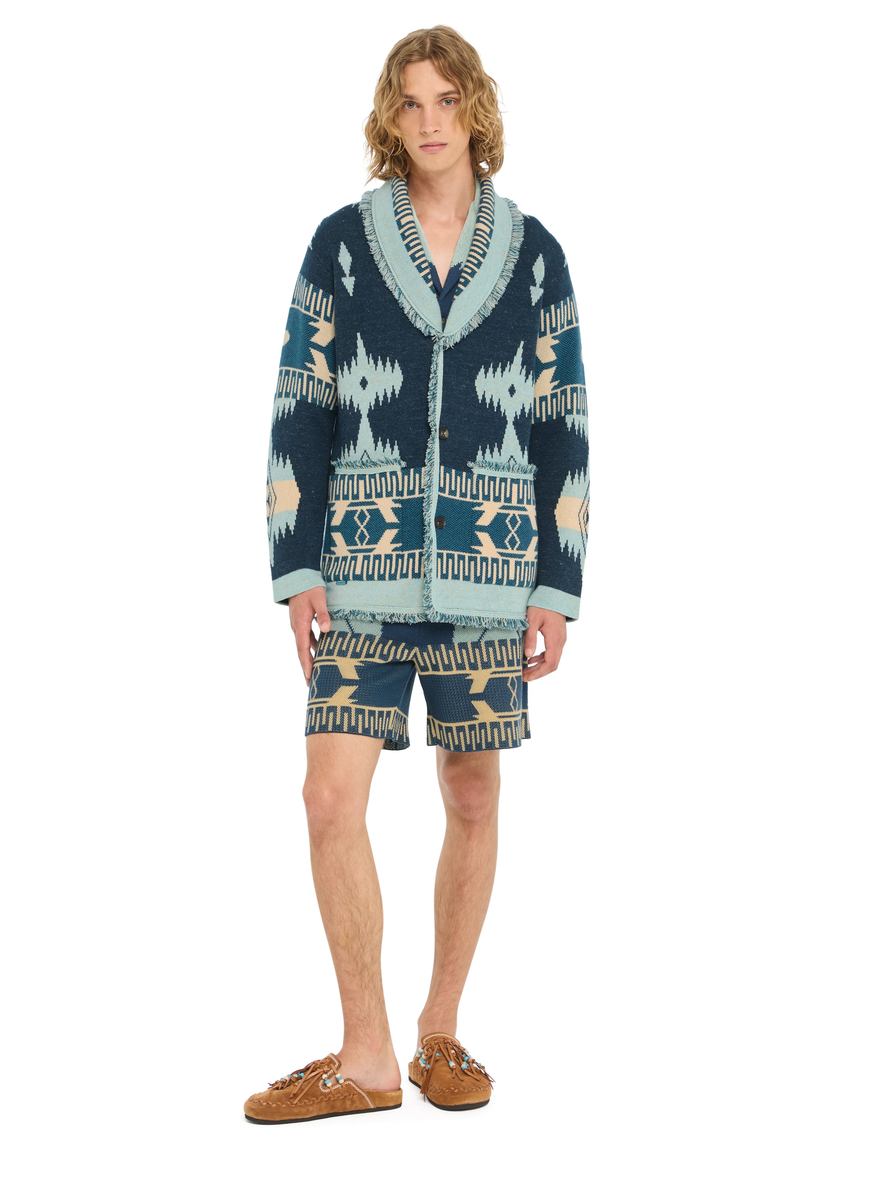 Alanui Icon Jacquard Cardigan Arbour-Light Blue LMHB038R26KNI001
