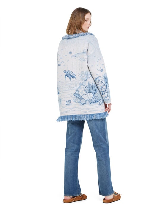 Alanui Deep In The Ocean Cardigan Chalk-Light Blue LWHB064R26KNI018 Alanui Deep In The Ocean Cardigan Chalk-Light Blue LWHB064R26KNI018