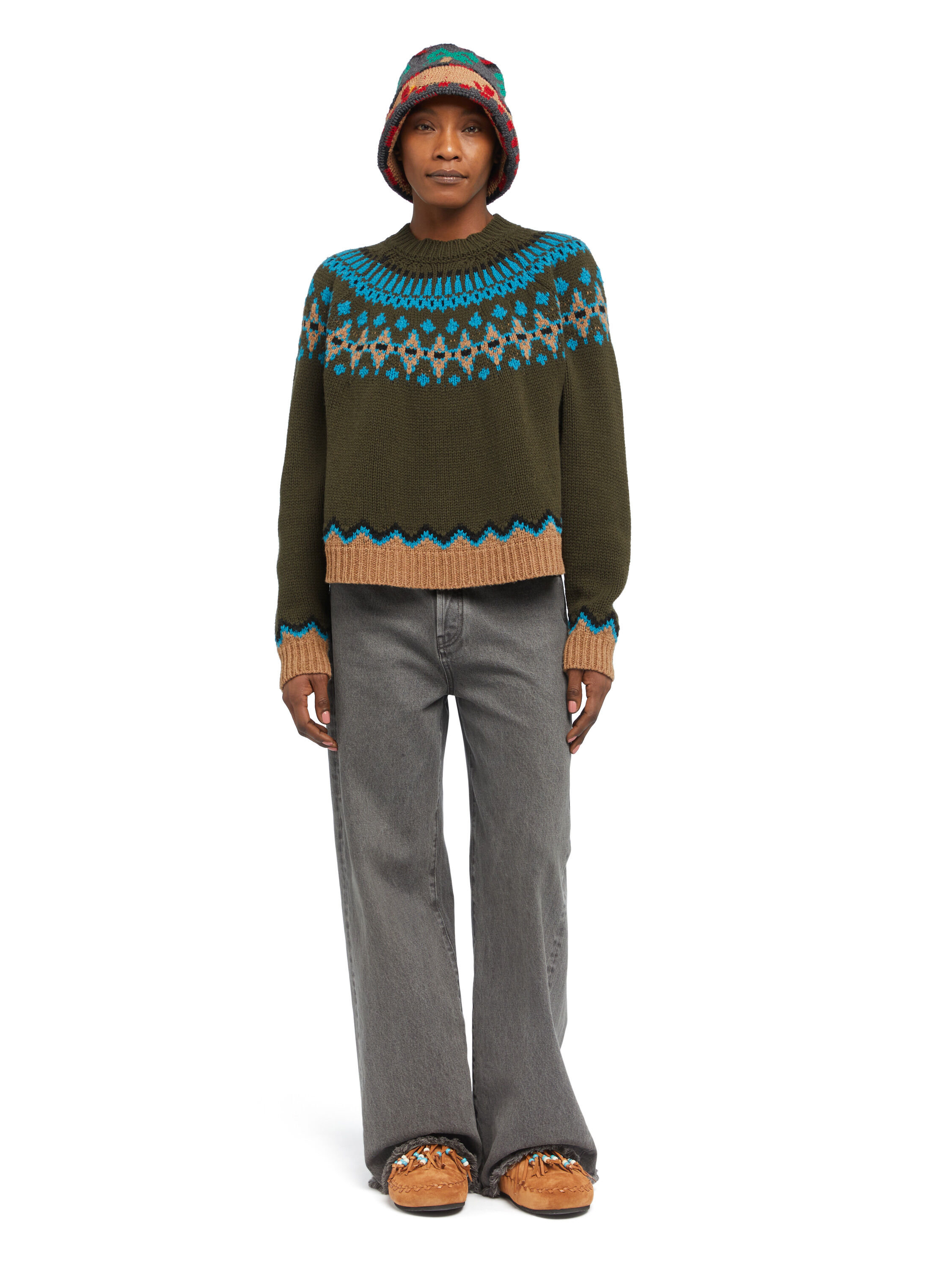 Alanui Sweet Winter Sweater Oliva-Multicolor LWHE061E25KNI001