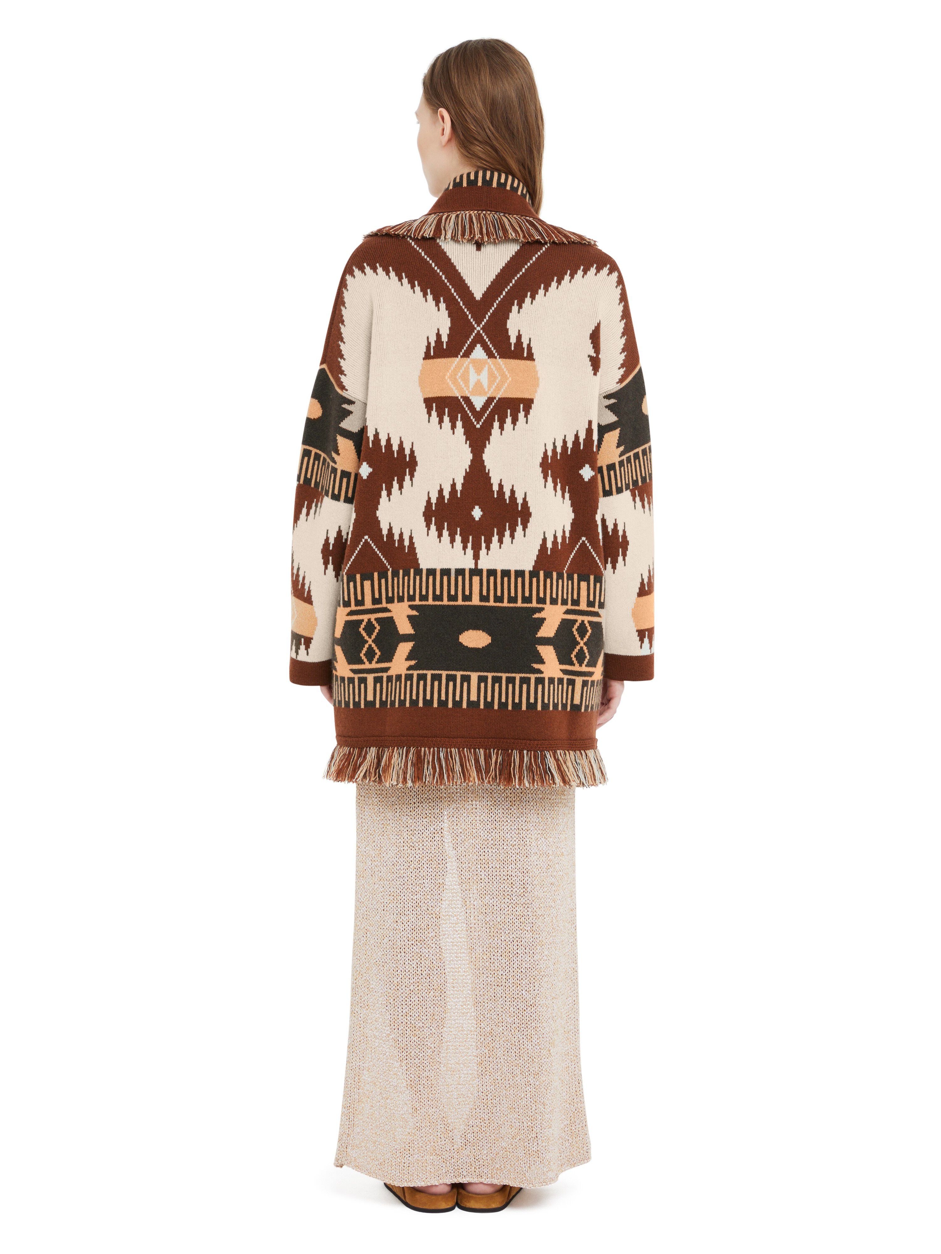 Alanui Icon Jacquard Cardigan Chalk-Pecan LWHB064R25KNI004