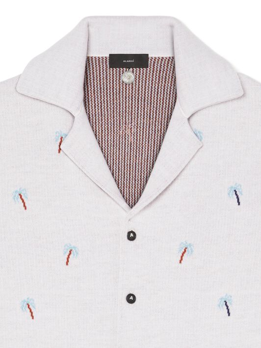 Alanui The Tale Of Hawaiian Shirt Chalk-Sky Blue LWHY004R25KNI001
