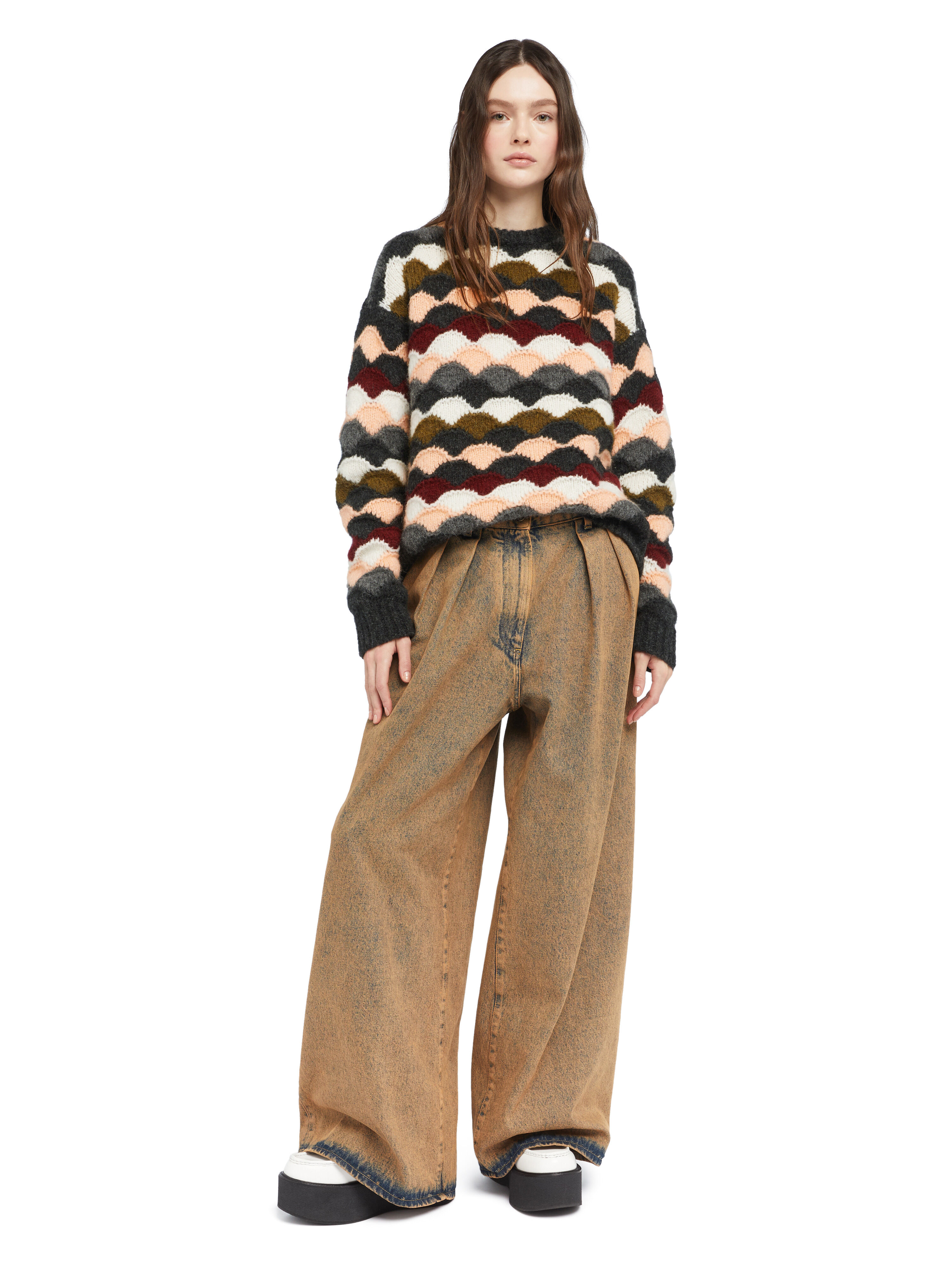 Alanui Shattered Stripes Sweater Olive-Multicolor LWHE07BE25KNI001