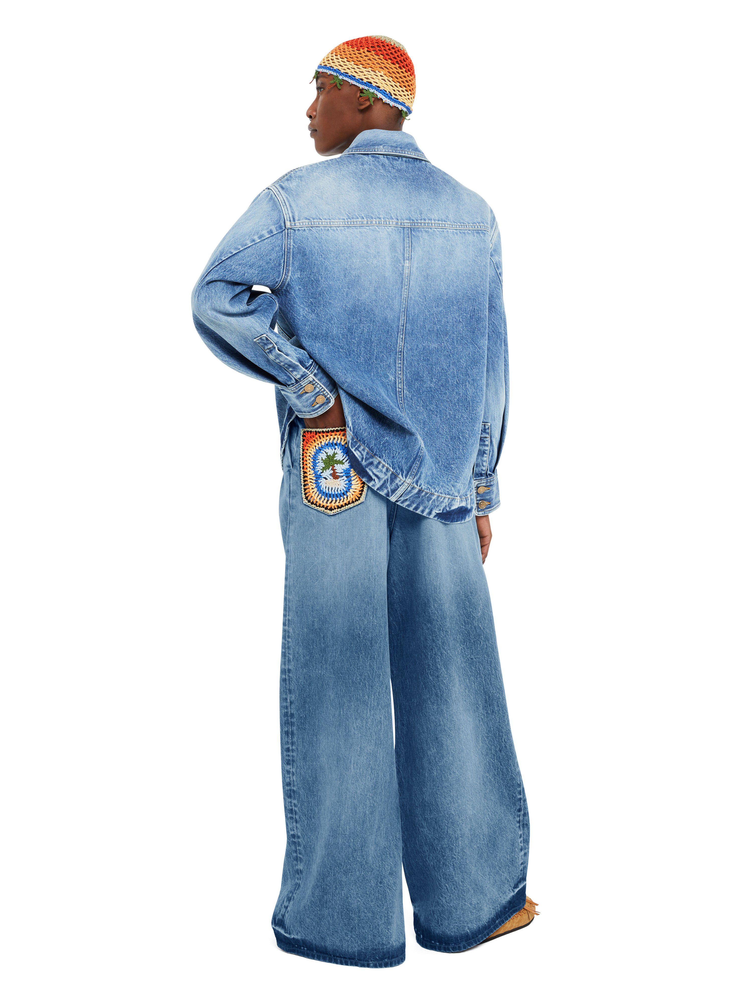 Alanui Sunny Crochet Denim Pants Medium Wash Blue Denim LWYB003R25DEN001