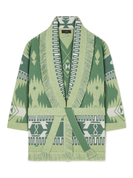 Alanui Icon Jacquard Cardigan Woodsage-Jade LWHB064R24KNI001