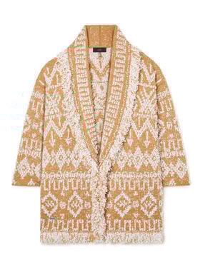 Alanui Send Beat Cardigan Sand-White Pearl LWHB064R26KNI004