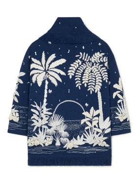 Alanui Postcard From Paradise Cardigan Deep Blue-White Pearl