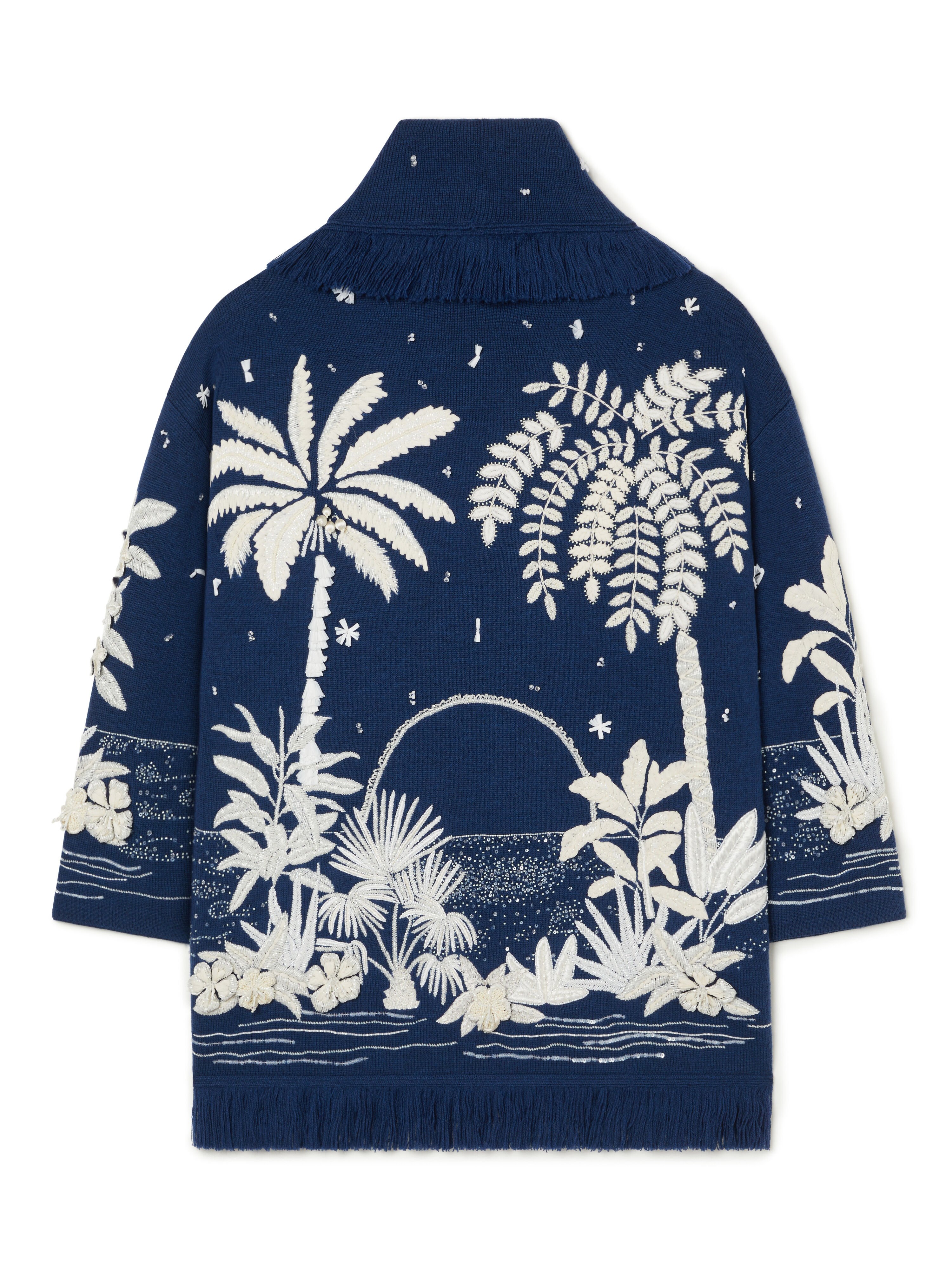 Alanui Postcard From Paradise Cardigan Deep Blue-White Pearl LWHB064R26KNI006 Alanui Postcard From Paradise Cardigan Deep Blue-White Pearl LWHB064R26KNI006