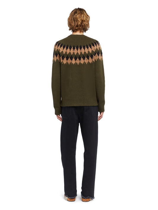Alanui Sweet Winter Sweater Olive-Camel LMHE016E25KNI001