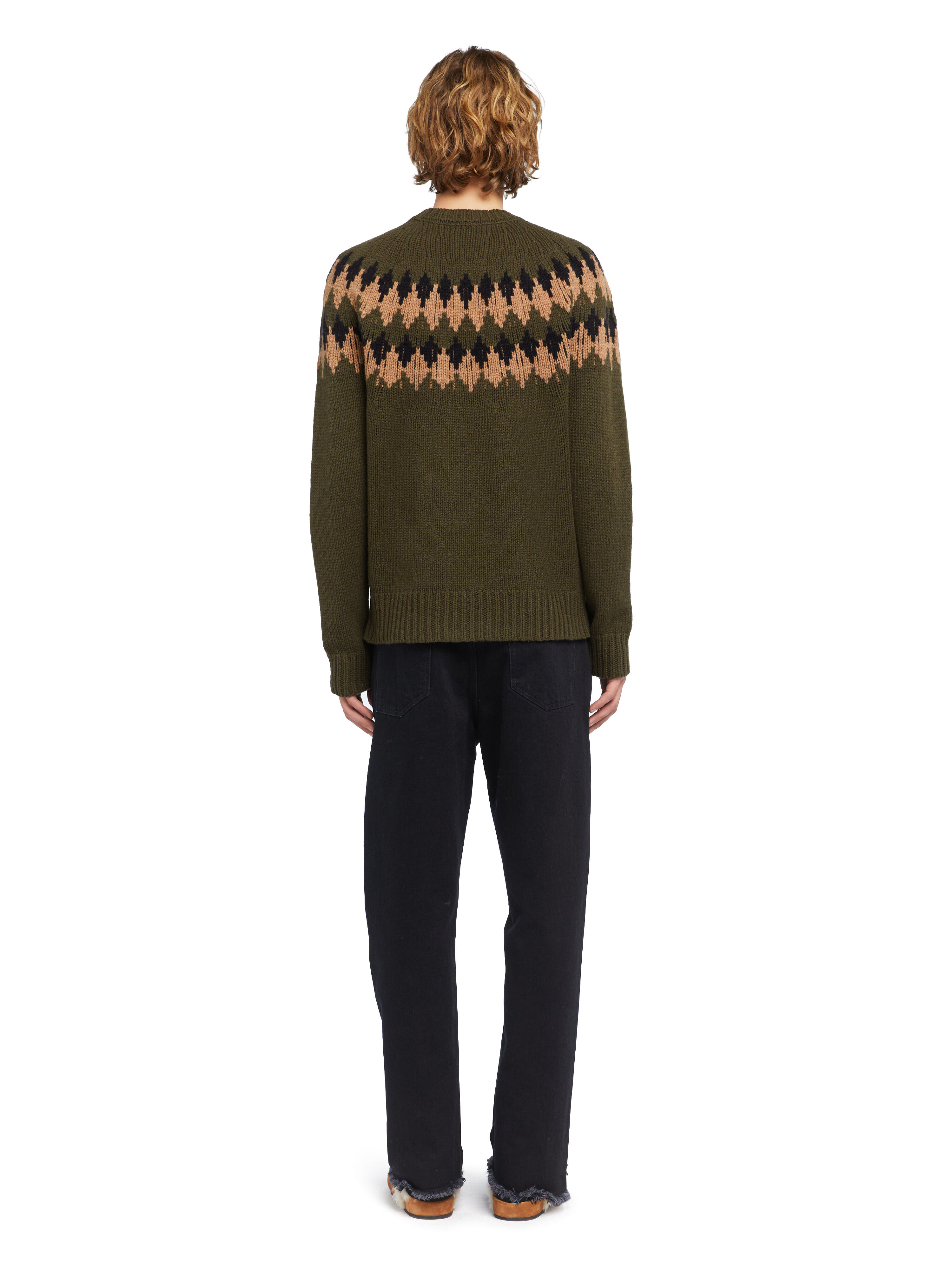 Alanui Sweet Winter Sweater Olive-Camel LMHE016E25KNI001