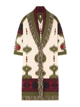 Alanui Icon Jacquard Coat Ivory-Olive LWHQ003E25KNI001
