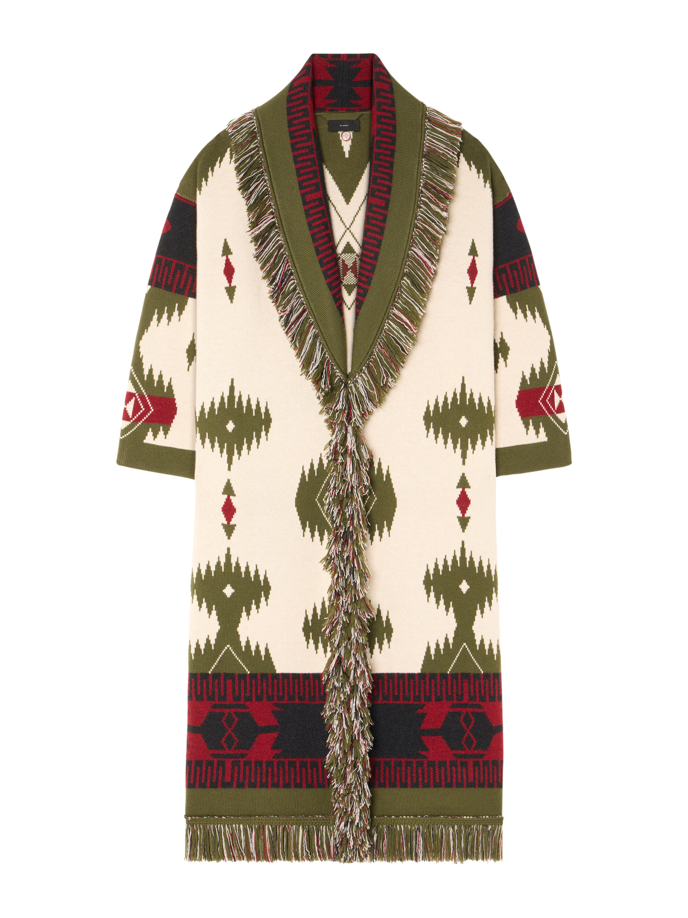 Alanui Icon Jacquard Coat Ivory-Olive LWHQ003E25KNI001