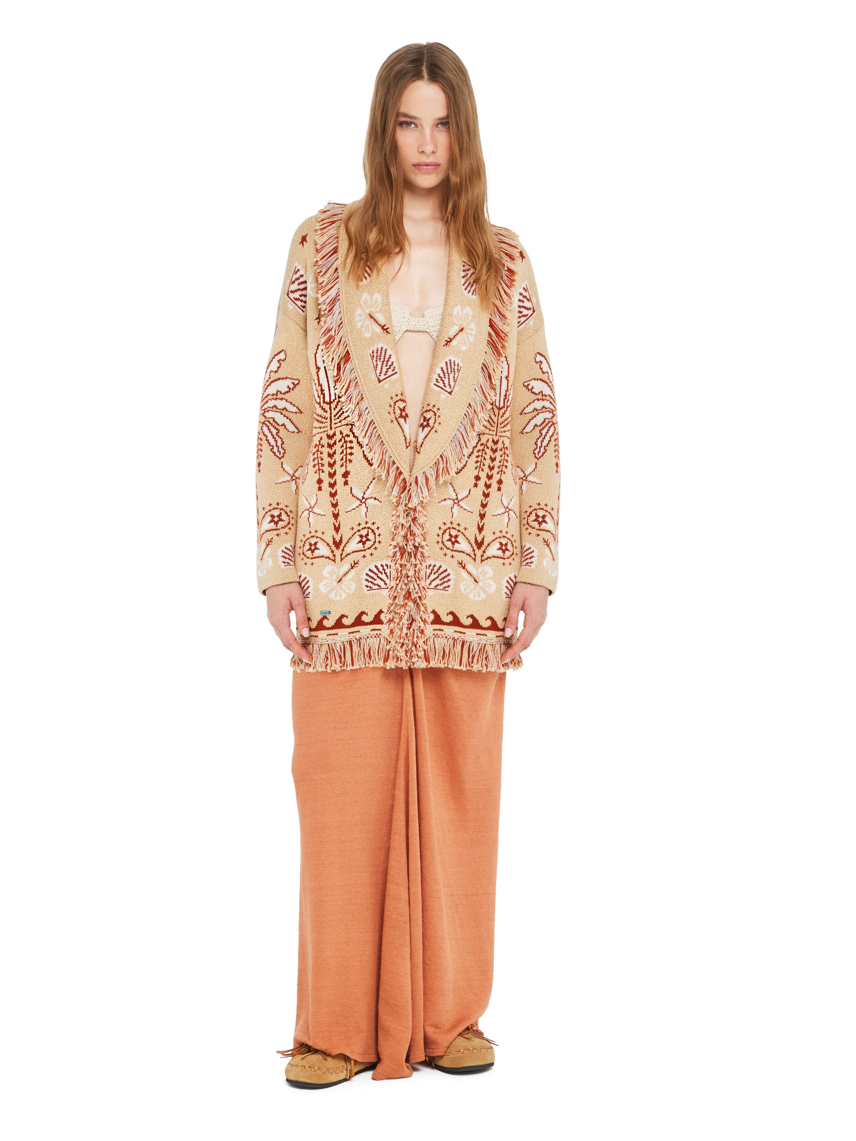 Alanui Echoes Of The Island Cardigan Pink Sand-Chalk LWHB064R26KNI003 Alanui Echoes Of The Island Cardigan Pink Sand-Chalk LWHB064R26KNI003