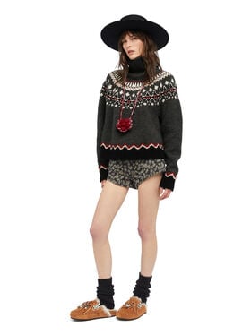 Alanui Sweet Winter Turtleneck Black Grey-Multicolor LWHF001E25KNI001