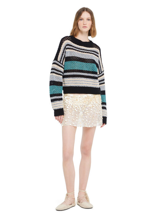 Alanui Ocean Stripes Sweater Black-Teal LWHE080R26KNI001