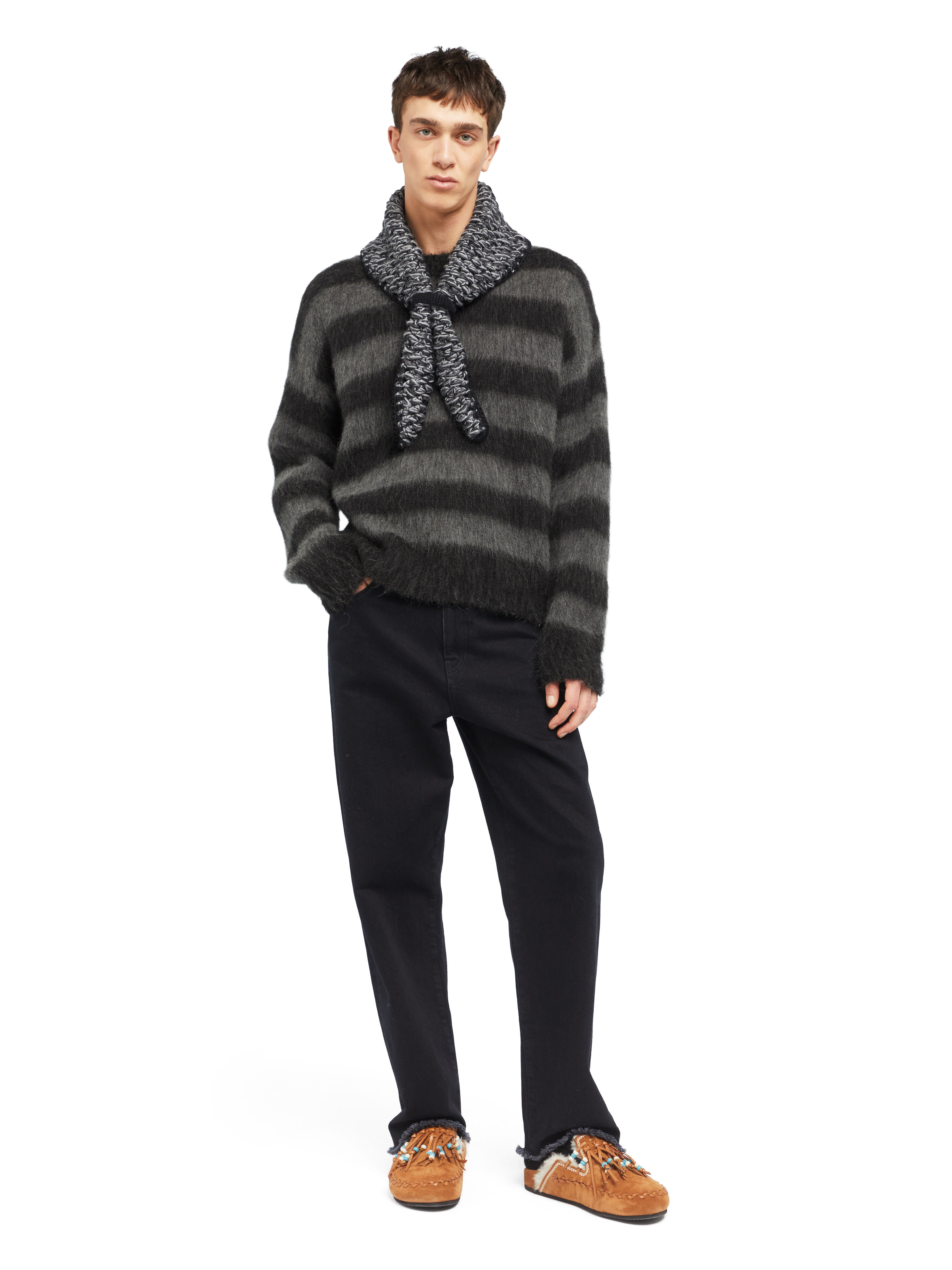Alanui Grunge Stripes Sweater Charcoal-Ardesia LMHE033E25KNI006