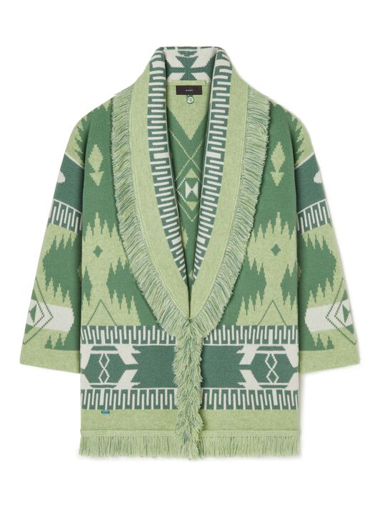 Alanui Icon Jacquard Cardigan Woodsage-Jade LWHB064R24KNI001