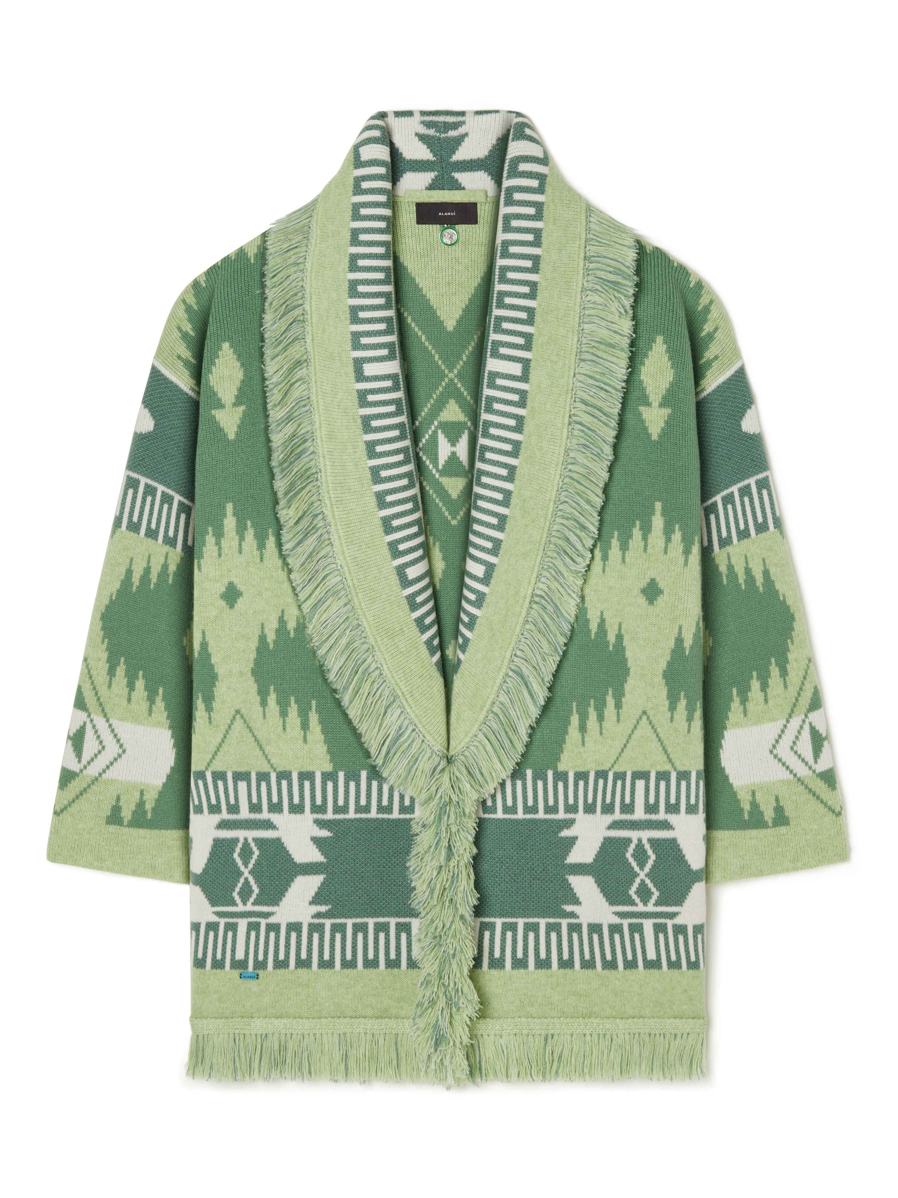 Alanui Icon Jacquard Cardigan Woodsage-Jade LWHB064R24KNI001