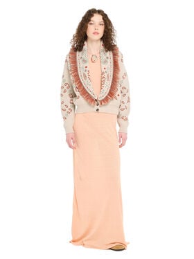 Alanui Bandana Jacquard Cardi-Bomber Chalk-Coral