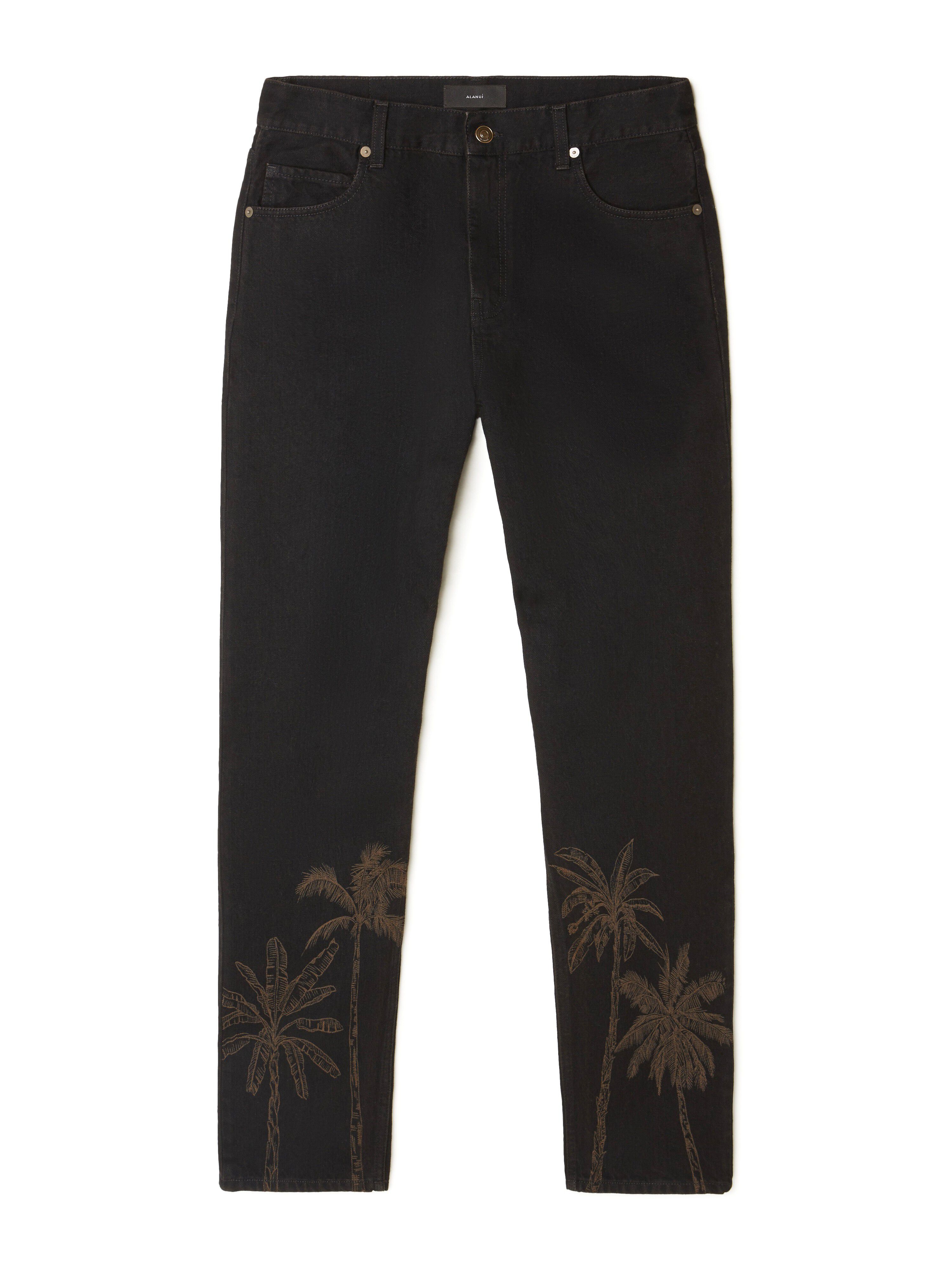 Alanui Jungle Toile De Jouy Denim Pants Black-Almond LMYA011R25DEN002