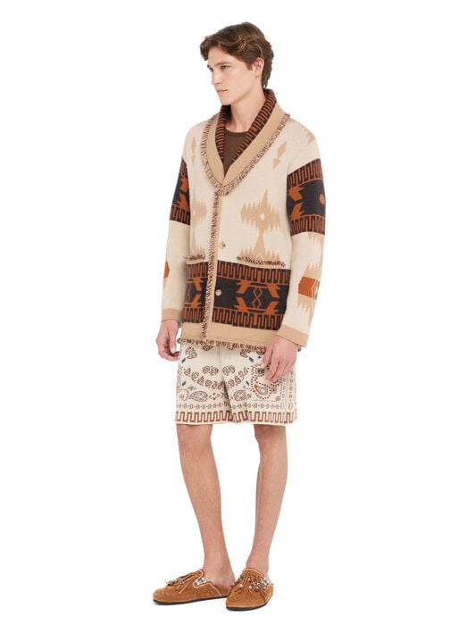 Alanui Icon Jacquard Cardigan Chalk-Cococa Delight LMHB038R26KNI002