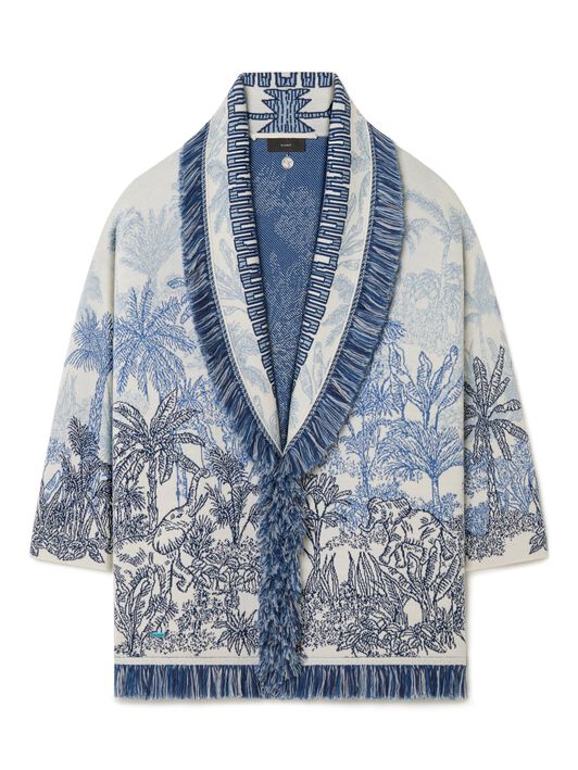 Alanui Jungle Toile De Jouy Cardigan Chalk-Deep Blue LWHB064R25KNI009