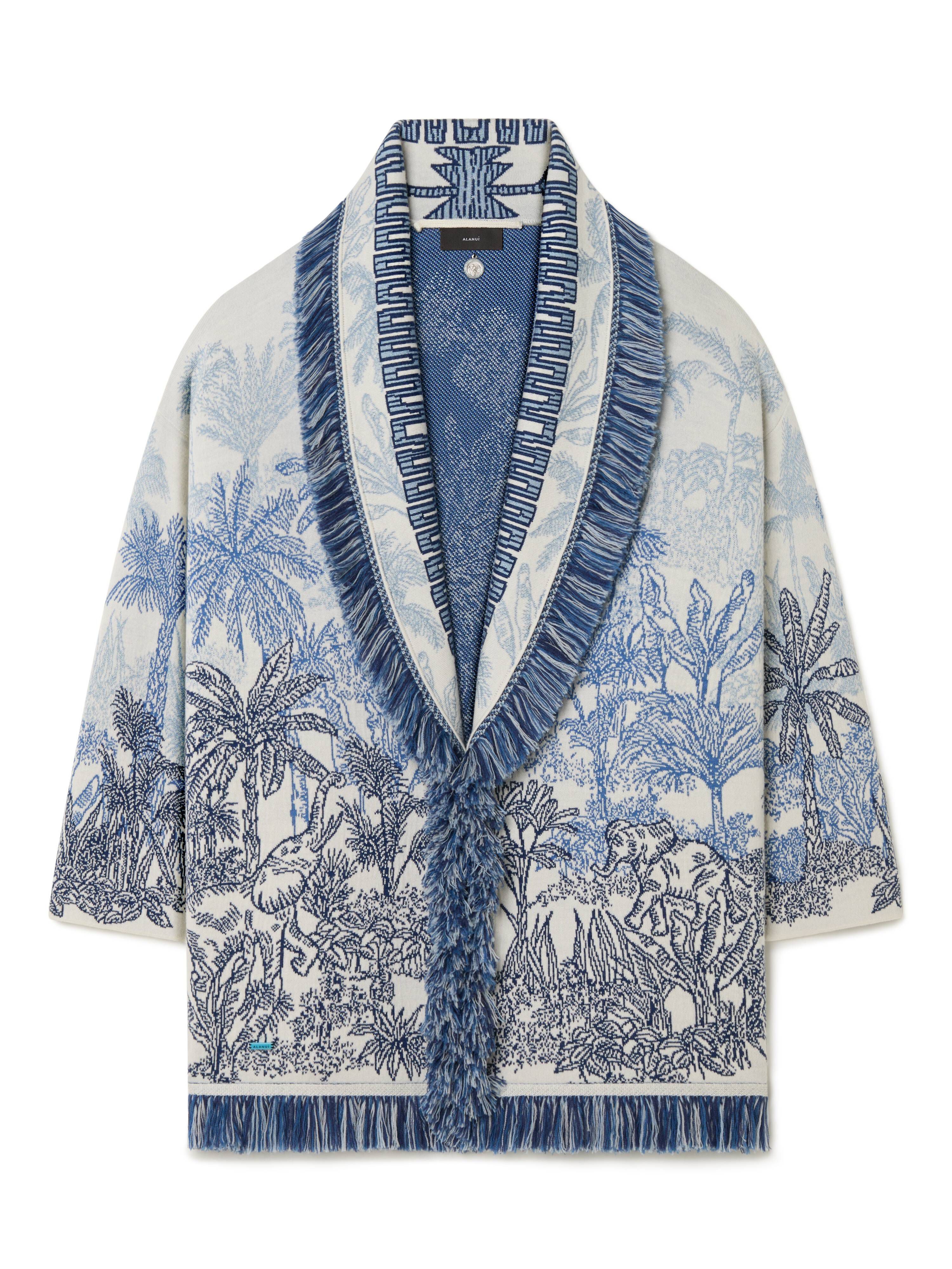Alanui Jungle Toile De Jouy Cardigan Chalk-Deep Blue LWHB064R25KNI009