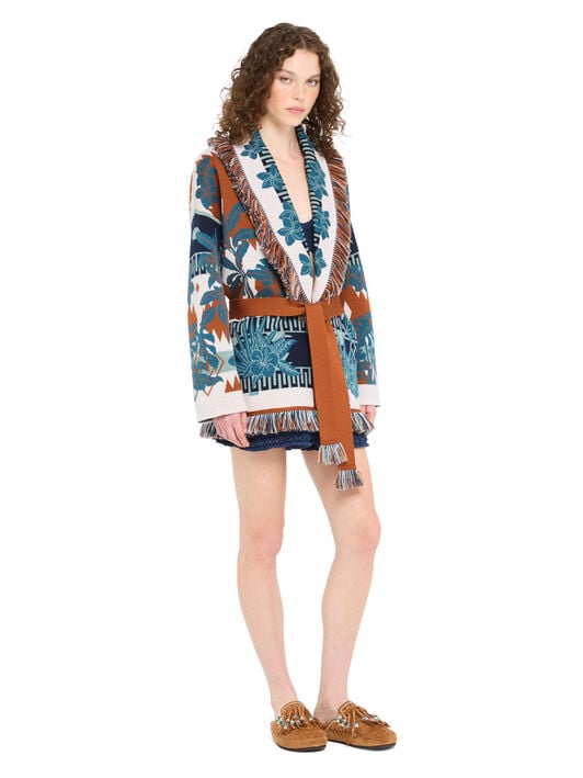 Alanui Island Soul Cardigan Red Earth-Teal LWHB064R26KNI009