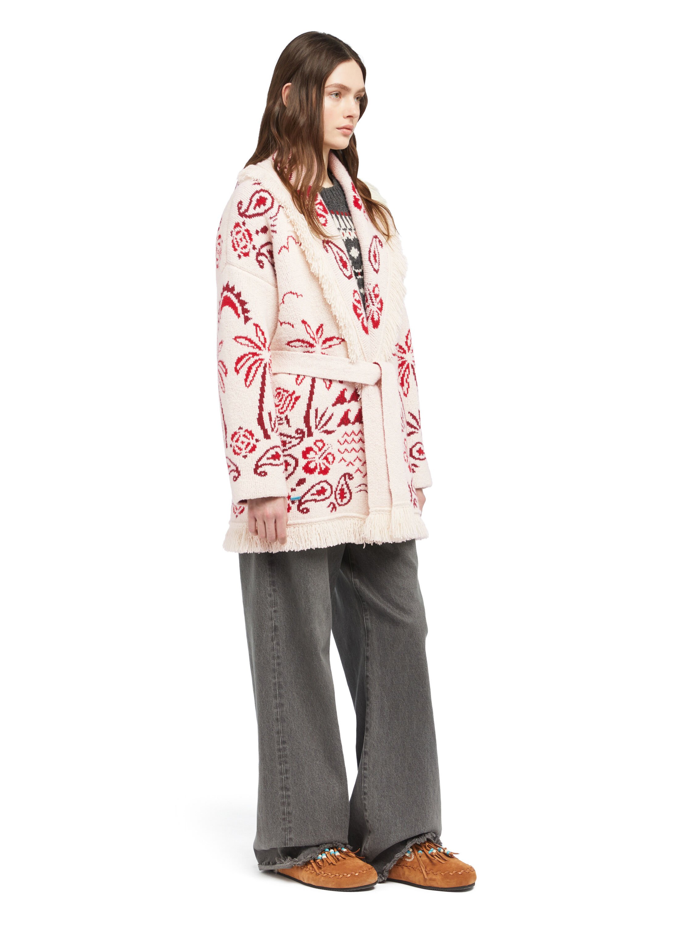 Alanui Glimpse Of Eden Cardigan Chalk-Ruby LWHB064E25KNI00C