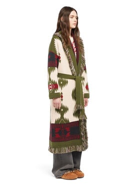 Alanui Icon Jacquard Coat Ivory-Olive