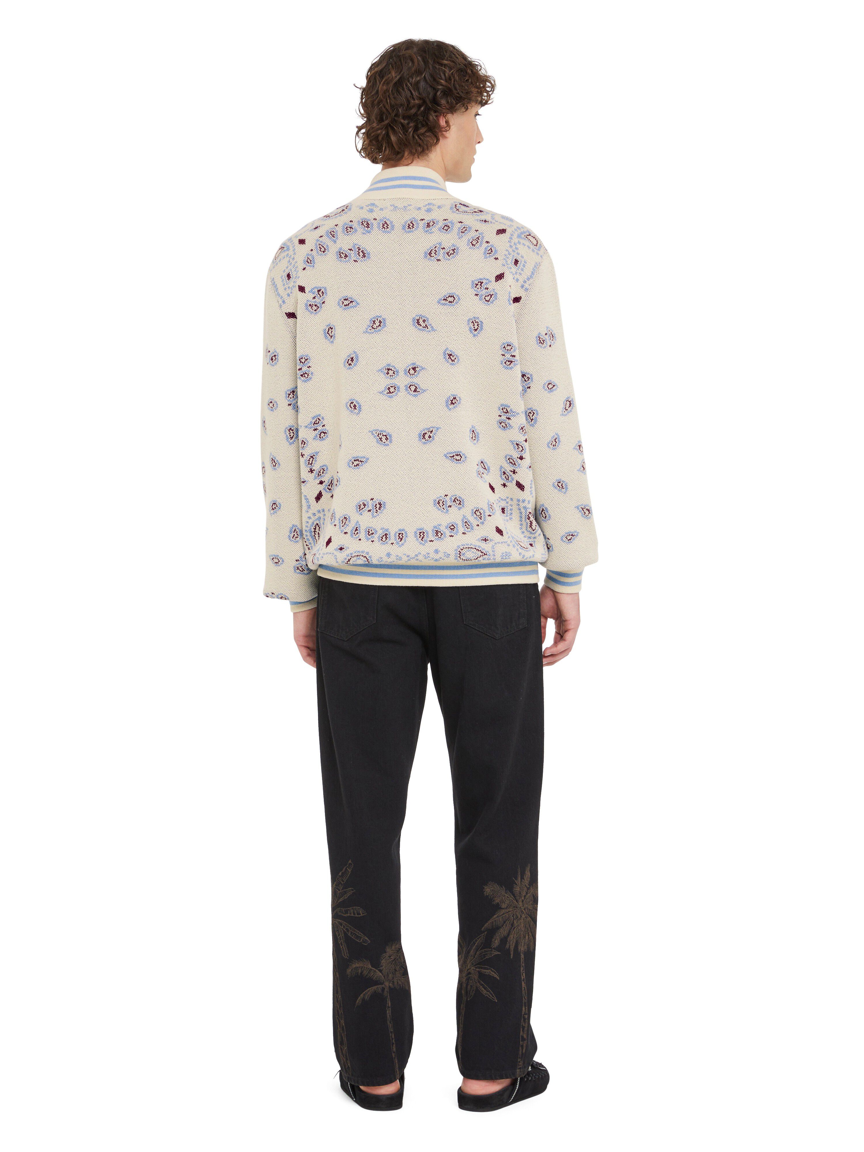 Alanui Bandana Piquet Jacquard Bomber Jacket Chalk-Marsala LMHQ001R25KNI001