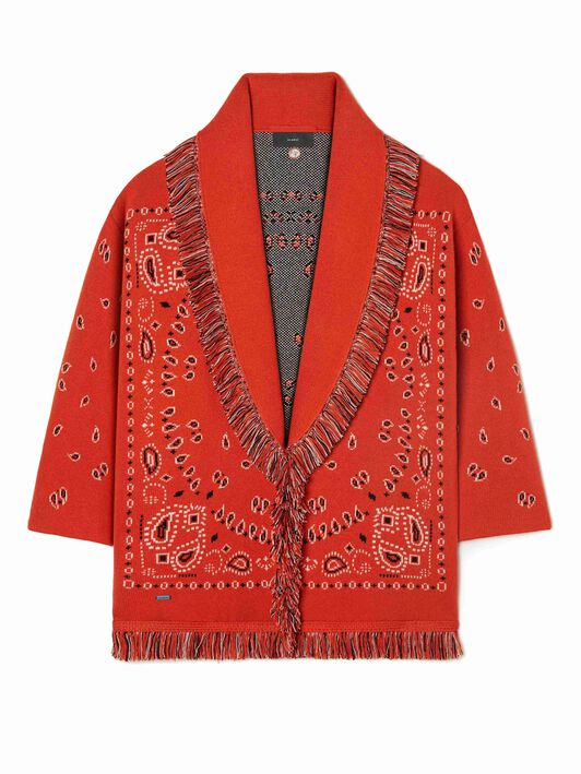 Alanui Bandana Jacquard Cardigan Tiger Lily-Multicolor LWHB064S23KNI006