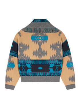 Alanui Icon Jacquard Cardi-Bomber Camel-Iron