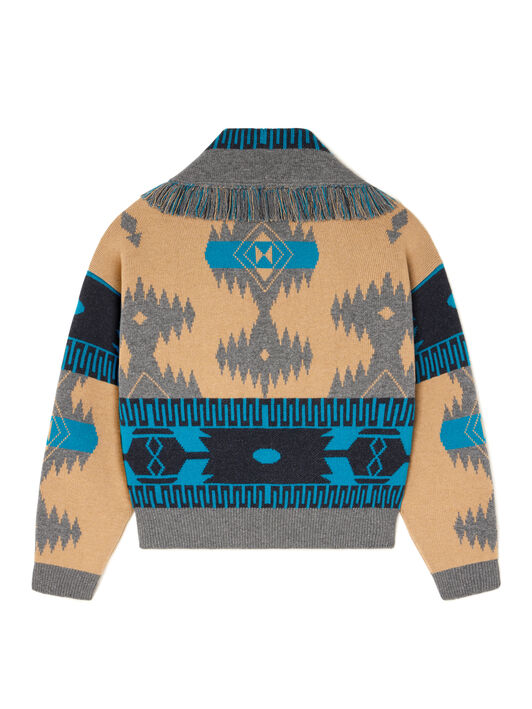 Alanui Icon Jacquard Cardi-Bomber Camel-Iron LWHB026E25KNI002