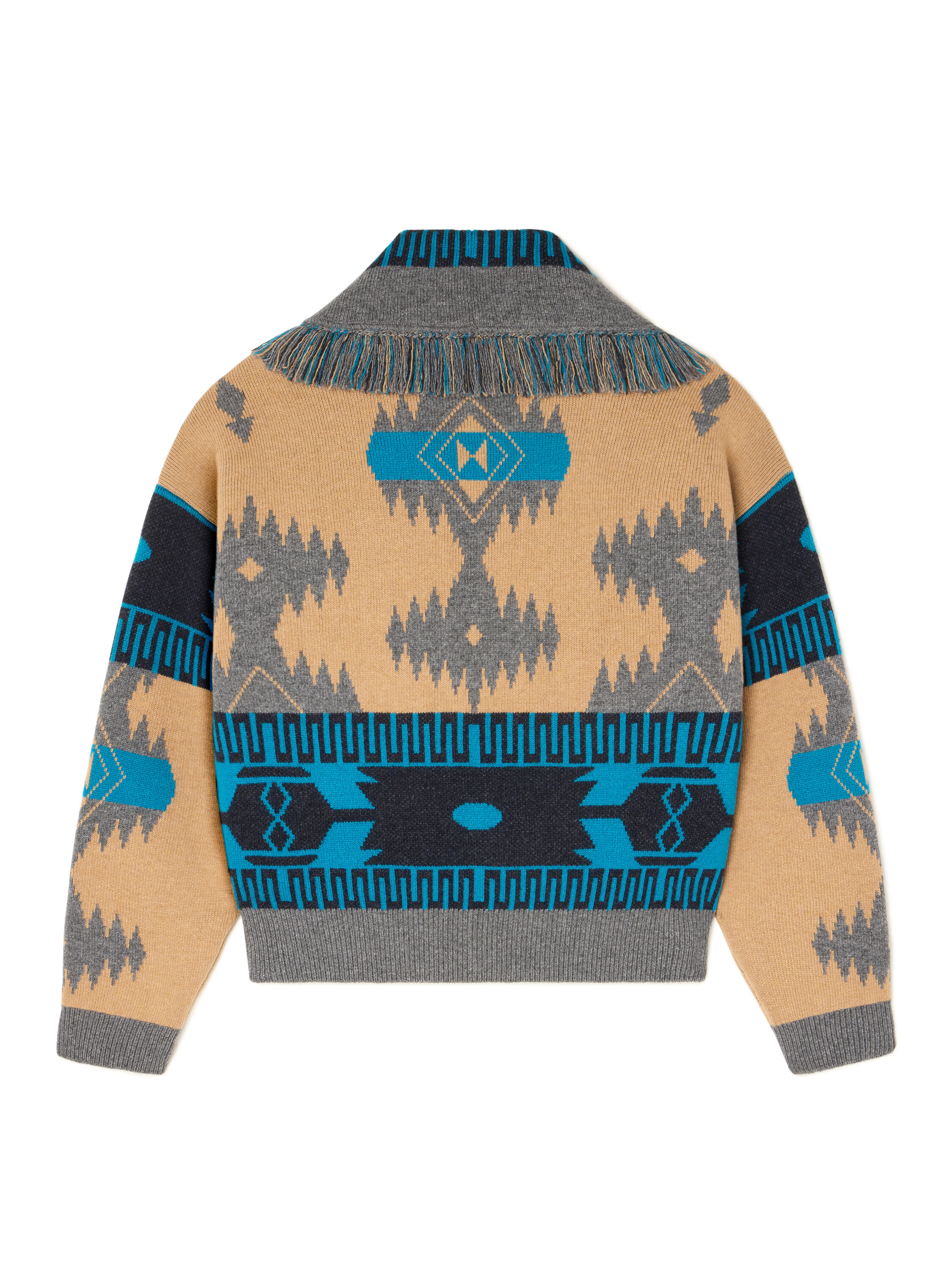 Alanui Icon Jacquard Cardi-Bomber Camel-Iron LWHB026E25KNI002