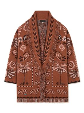 Alanui Wild Wonder Foulard Cardigan Black-Multicolor LWHB064R25KNI00B