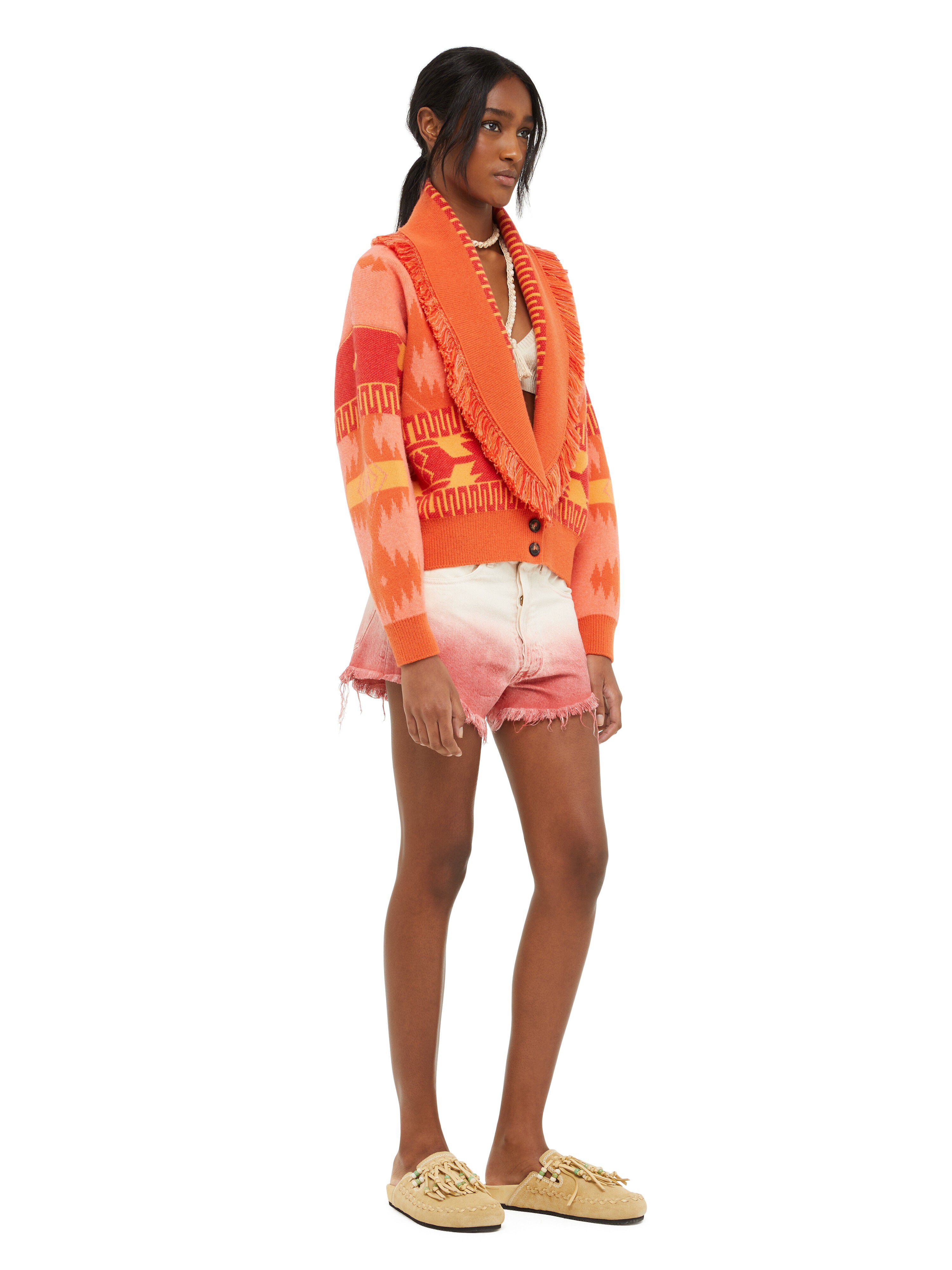 Alanui Icon Jacquard Cardi-Bomber Papaya-Sunset Orange LWHB026R24KNI001