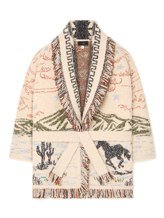 Alanui Sunset Riders Cardigan Ivory-Olive LWHB064E25KNI004