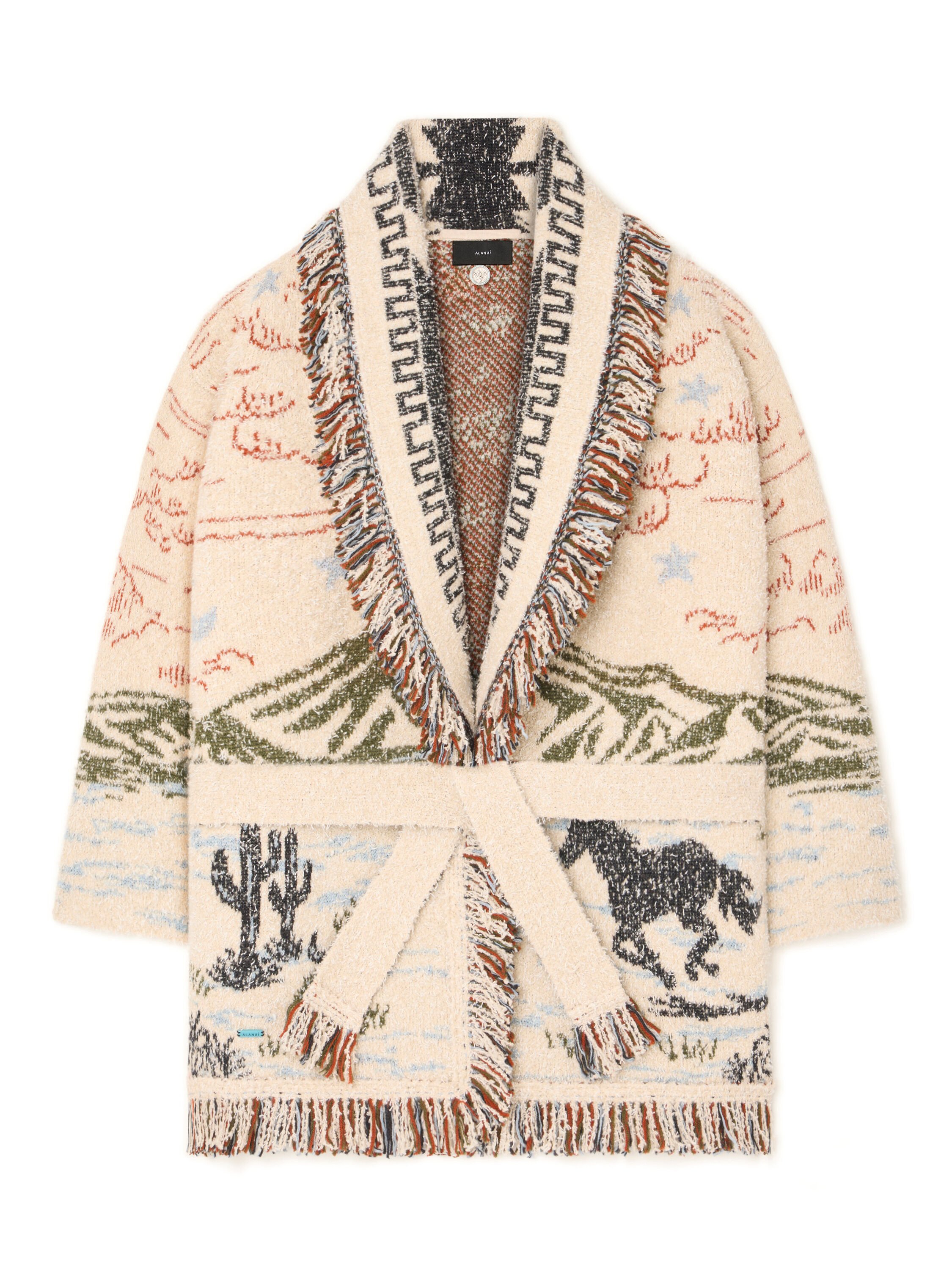 Alanui Sunset Riders Cardigan Ivory-Olive LWHB064E25KNI004